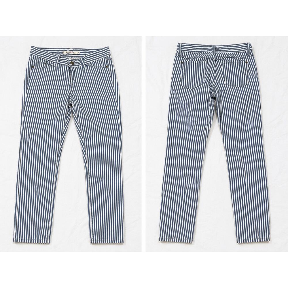 Pistola Blue White Stripe Skinny Jeans Railroad Pinstripe Stretch 27
